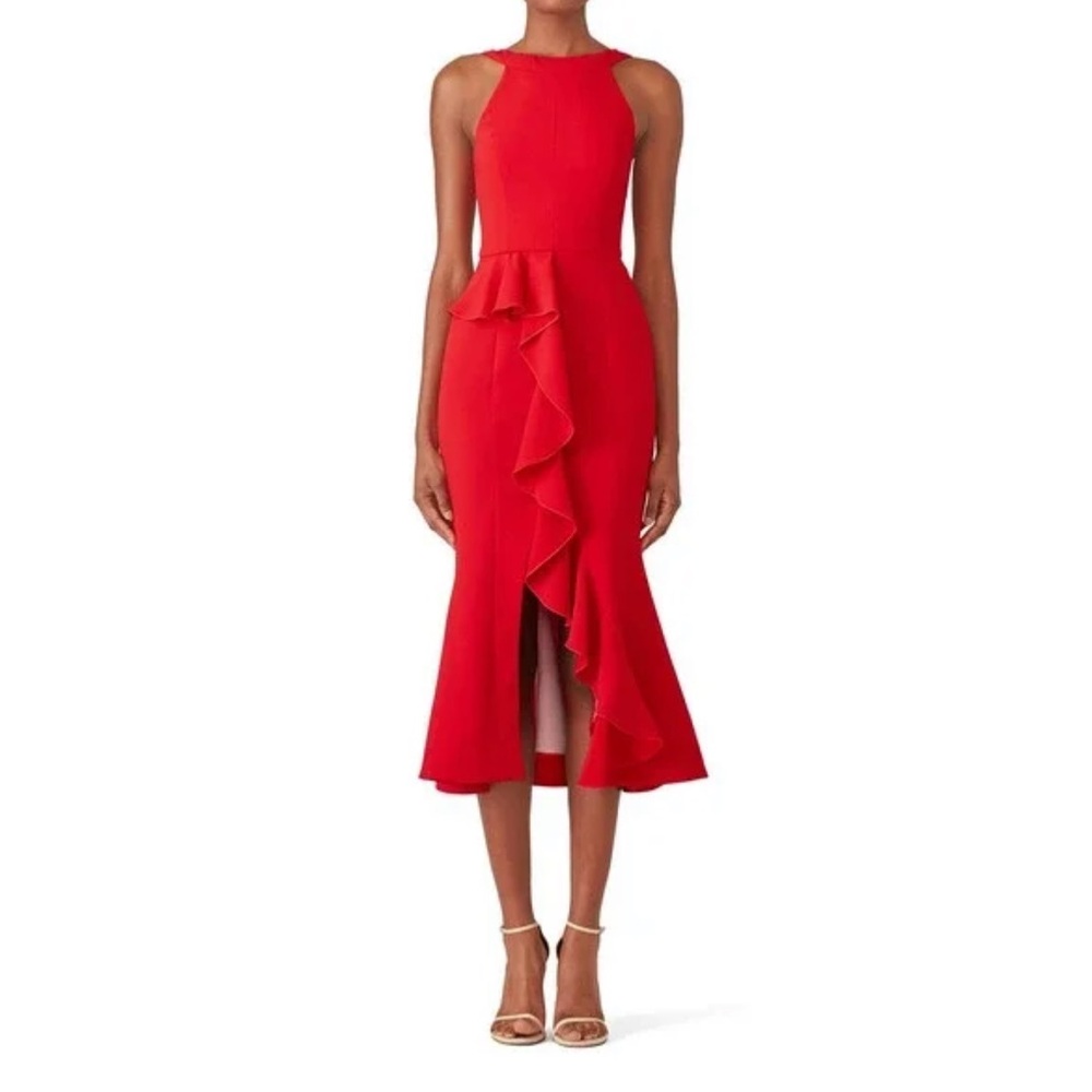 NICHOLAS Red Piper Sheath Trumpet Dress